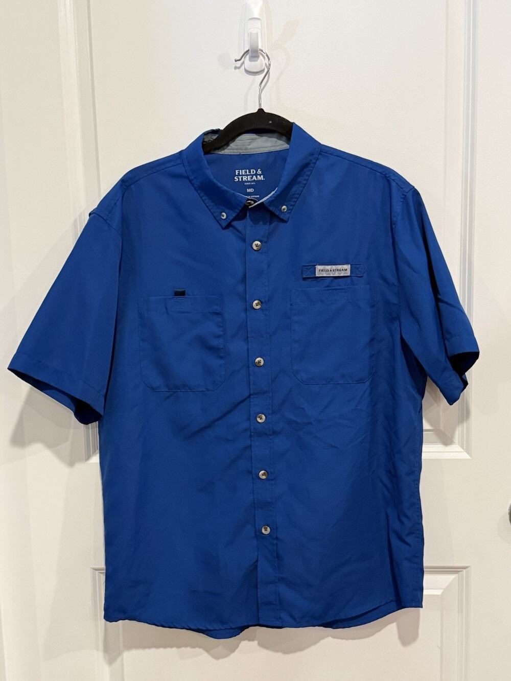 Field & Stream Shirt Mens Medium Short Sleeve Vented Fishing Blue Button Up